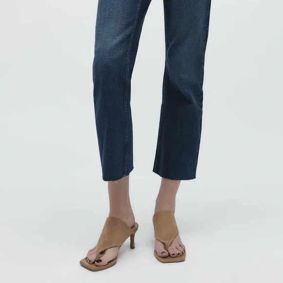 Zara Sandy Brown Toe Post Heeled Suede Leather Sandals